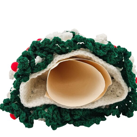 Vintage Crochet Christmas Tree Gree White Yarn Hand Crafted Tree Topper Decor - Picture 9 of 10